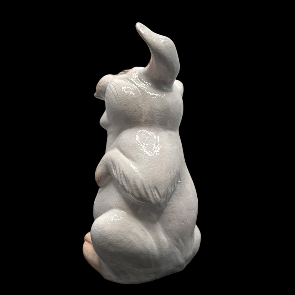 SOLD - Vintage Italy Terra Cotta Glazed Pottery Laughing Rabbit Figurine 10¼ - Picture 5 of 10